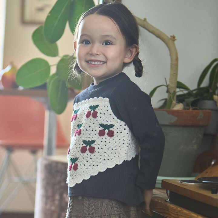 [Link] Black Link Crochet Long-Sleeve T-Shirt,, medium