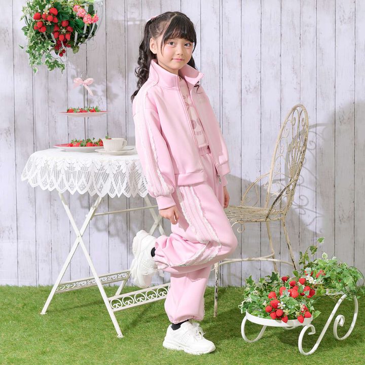 Lace Sleeve Line Zip Jersey,Pink, medium image number 11