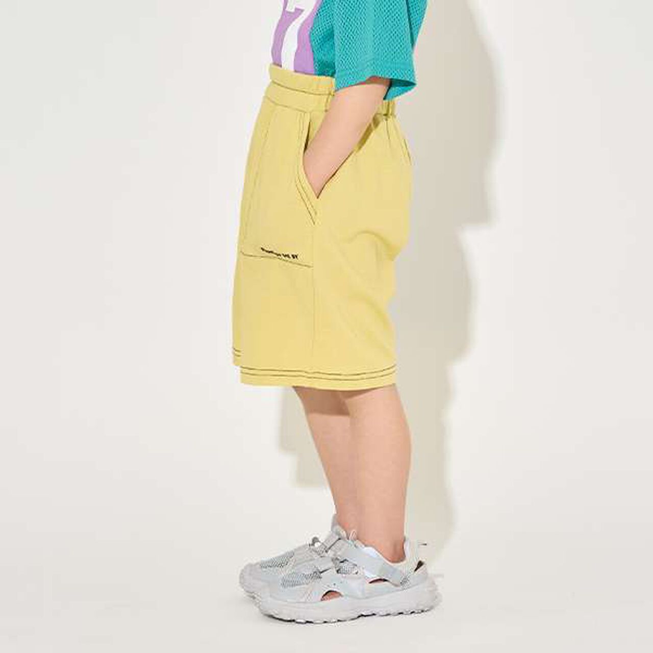 [Coordinatable Setup] [Kaiteki Tenjiku] Contrast Stitching 5-Length Pants,Deep blue, large image number 16