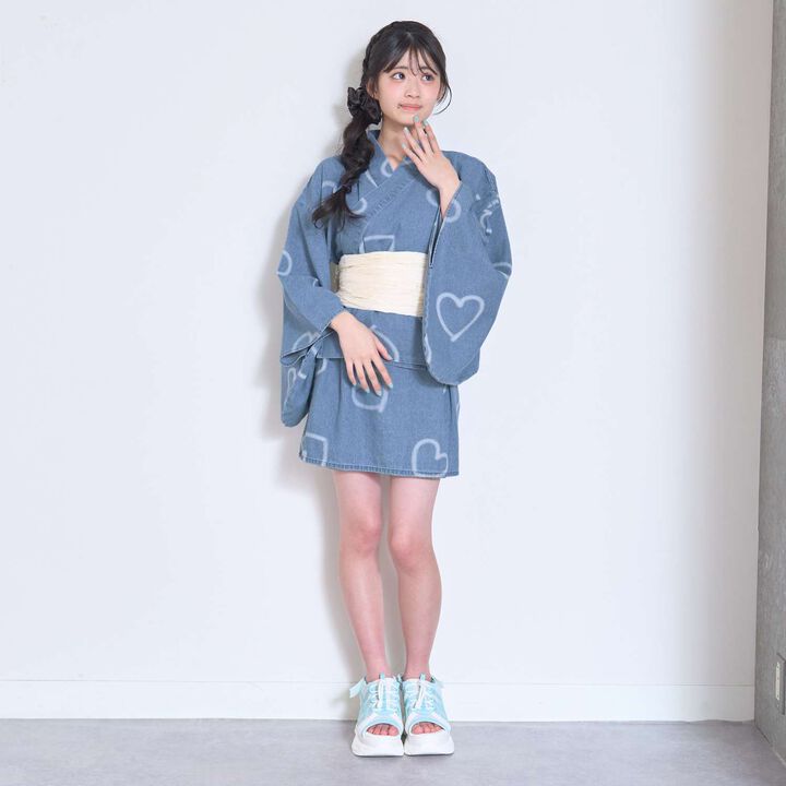 Denim Mini 2WAY Yukata,Navy, medium image number 3