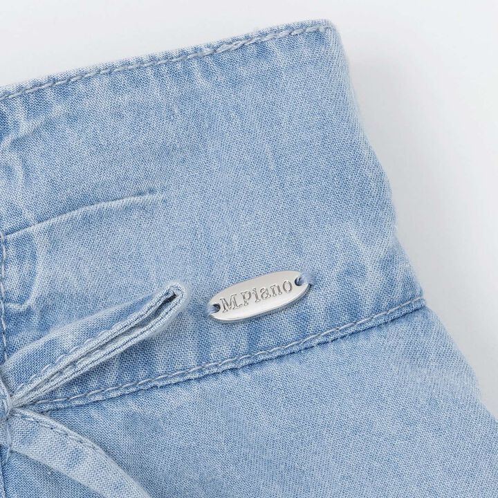 Assorted Material Irregular Hem Skirt with Shorts,Light blue, medium image number 4