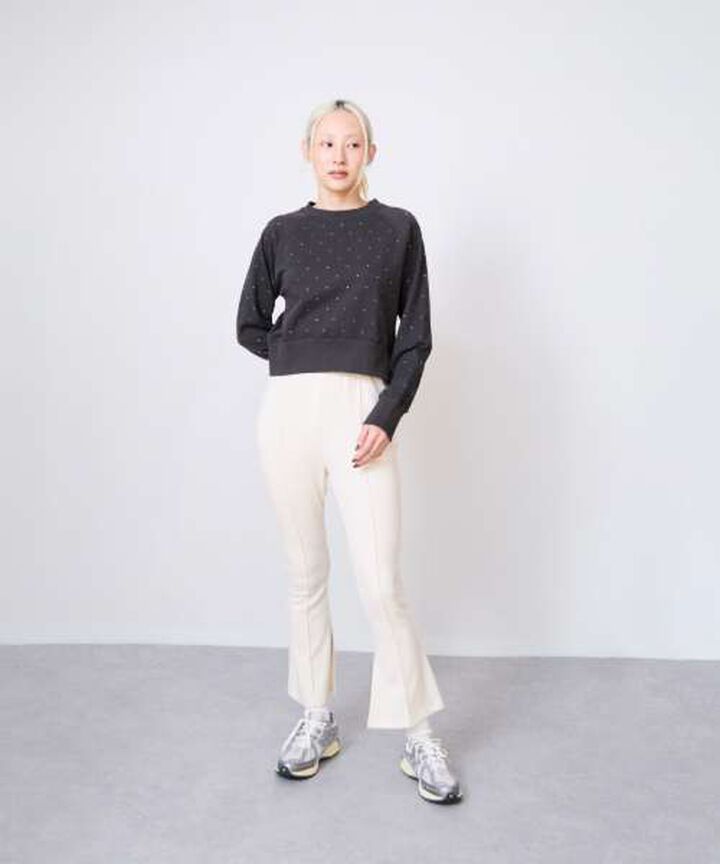 Rhinestone Fleece Pullover,Beige, medium image number 1