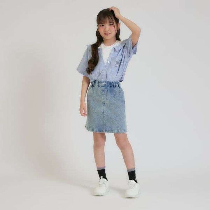 Line Stretch A-Line Skirt,Sax blue, medium image number 19