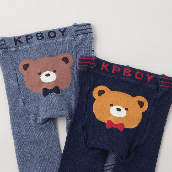 [Made in Japan] Hip Bear Braided 3/4 Length Leggings,Navy, medium image number 4