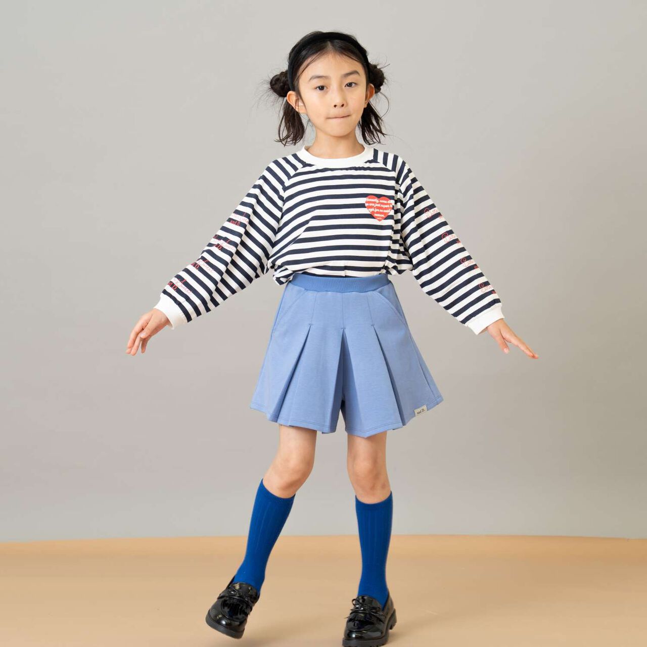 Box Pleated Skirt-Pants,Gray, large image number 1