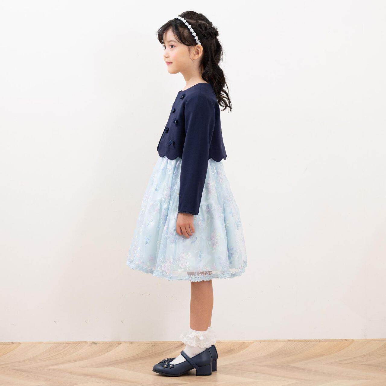 Flower Bouquet Lace Embroidery One-Piece Dress,Light pink, large image number 14