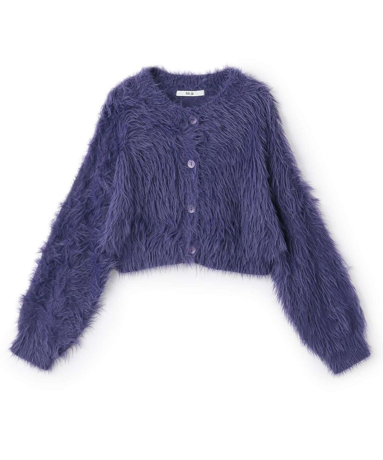 Shaggy Short Cardigan,Purple, large image number 4