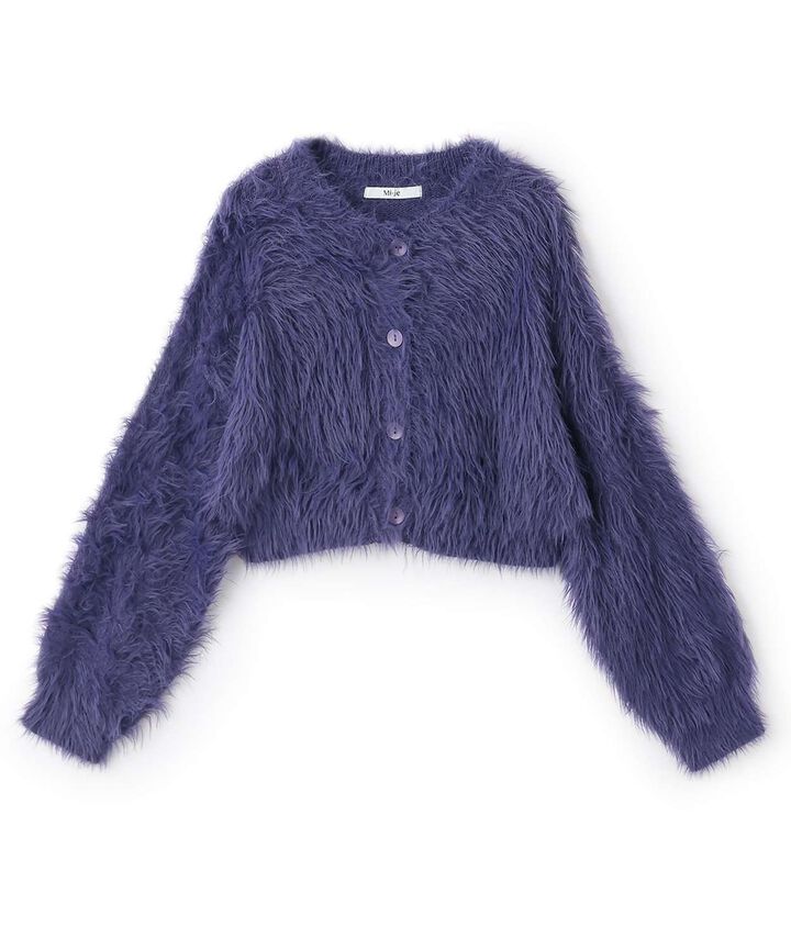 Shaggy Short Cardigan,Purple, medium image number 4