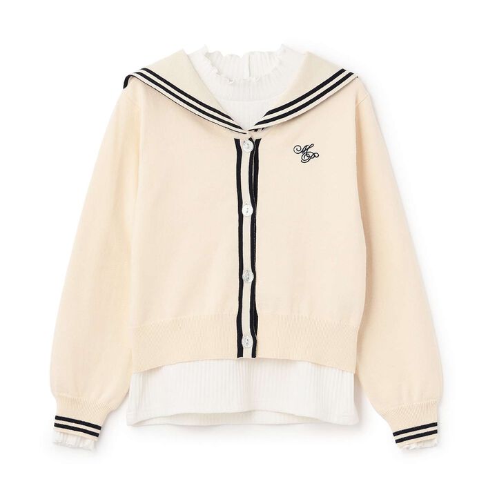 Sailor Cardigan & High Neck T-Shirt Set,Ivory, medium image number 14