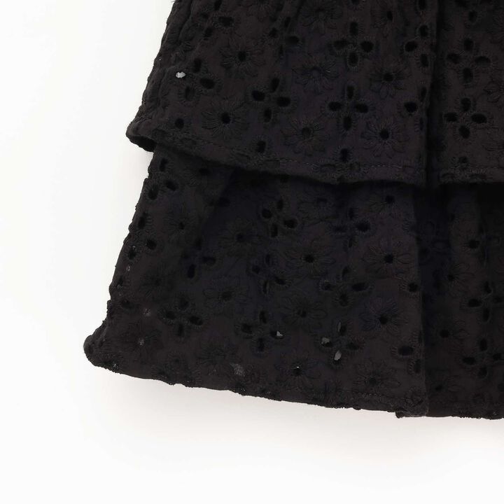 [100% Cotton] Cotton Lace Tiered Skirt with Inner Shorts [Kids Girls],Pearl white, medium image number 5