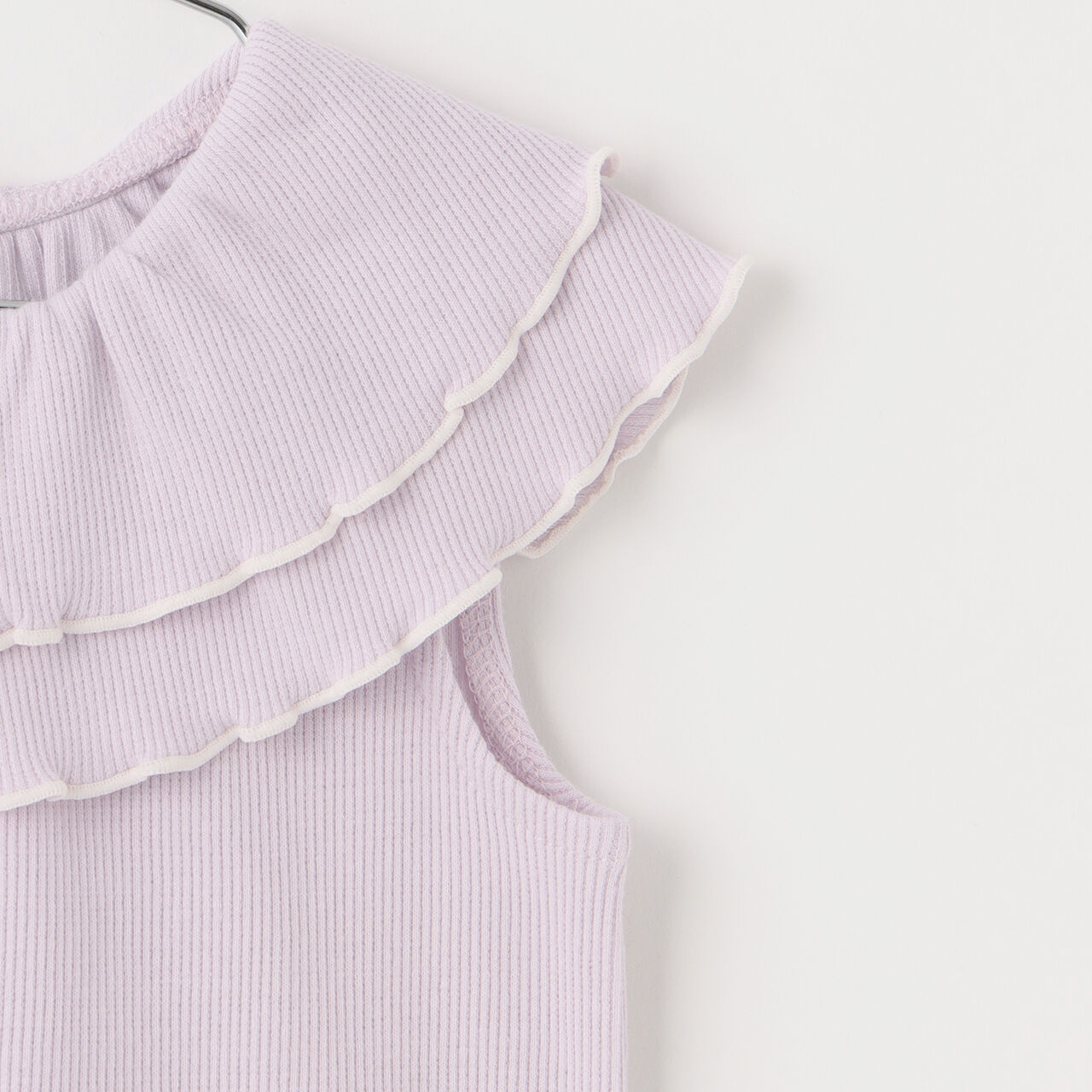 [Cool Touch/Link] Ruffle Collar T-Shirt,Coral red, large image number 3