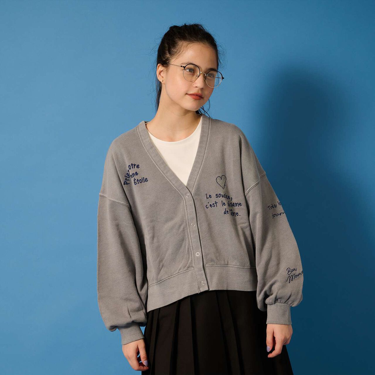 [AMI] Doodle Embroidery Sweat Cardigan,Gray, large image number 0