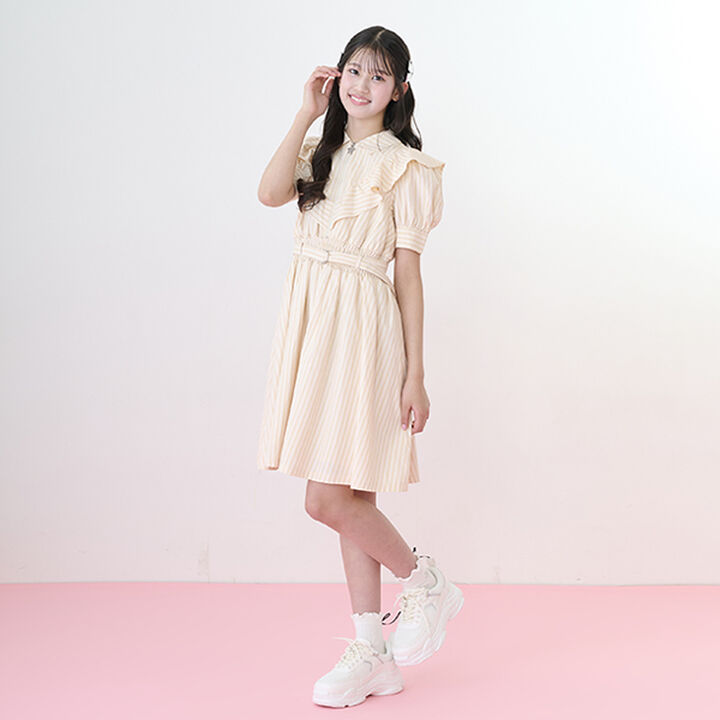 Half-Zip Frill One-Piece Dress,Sax blue, medium image number 1