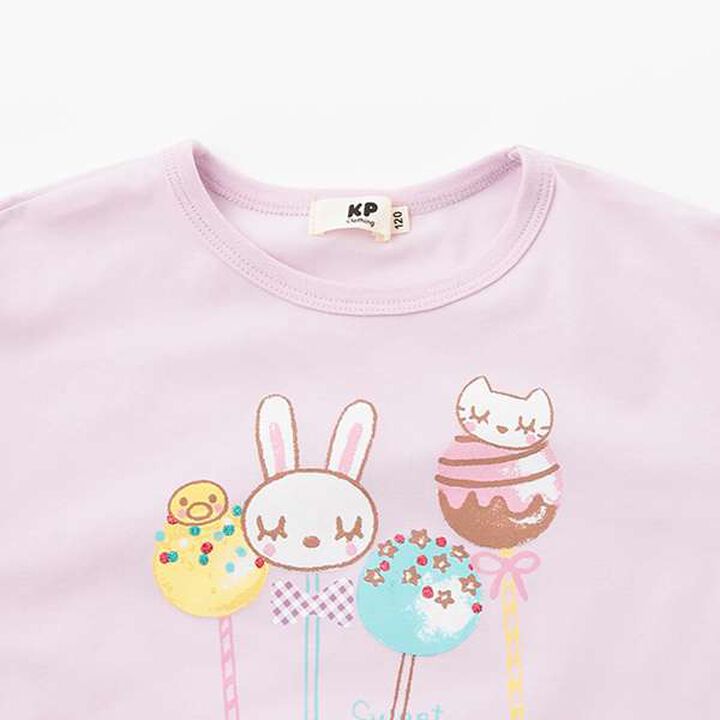 3 Pattern Sweets Mimi Print T-Shirt + Culottes Set,Lavender, medium image number 6