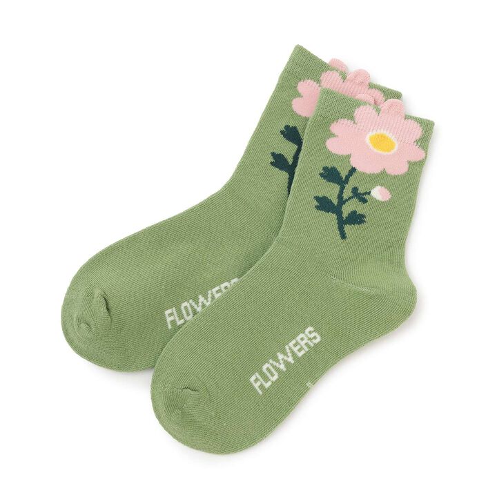 Puffy Flower Crew Socks [Kids] [Girls],Moderate blue, medium image number 3