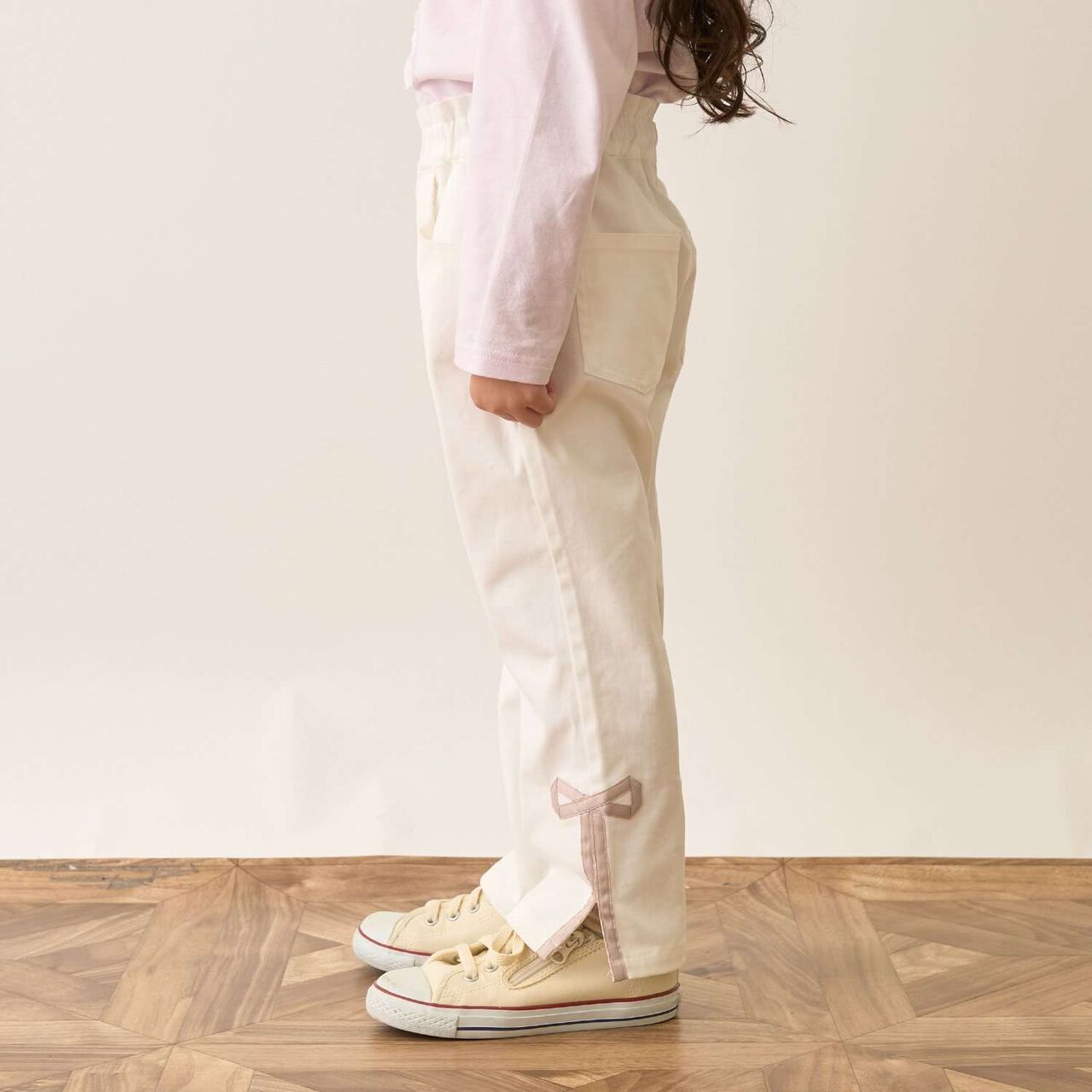 Decorative Ribbon Side Slit Stretch Pants,Ivory, large image number 20
