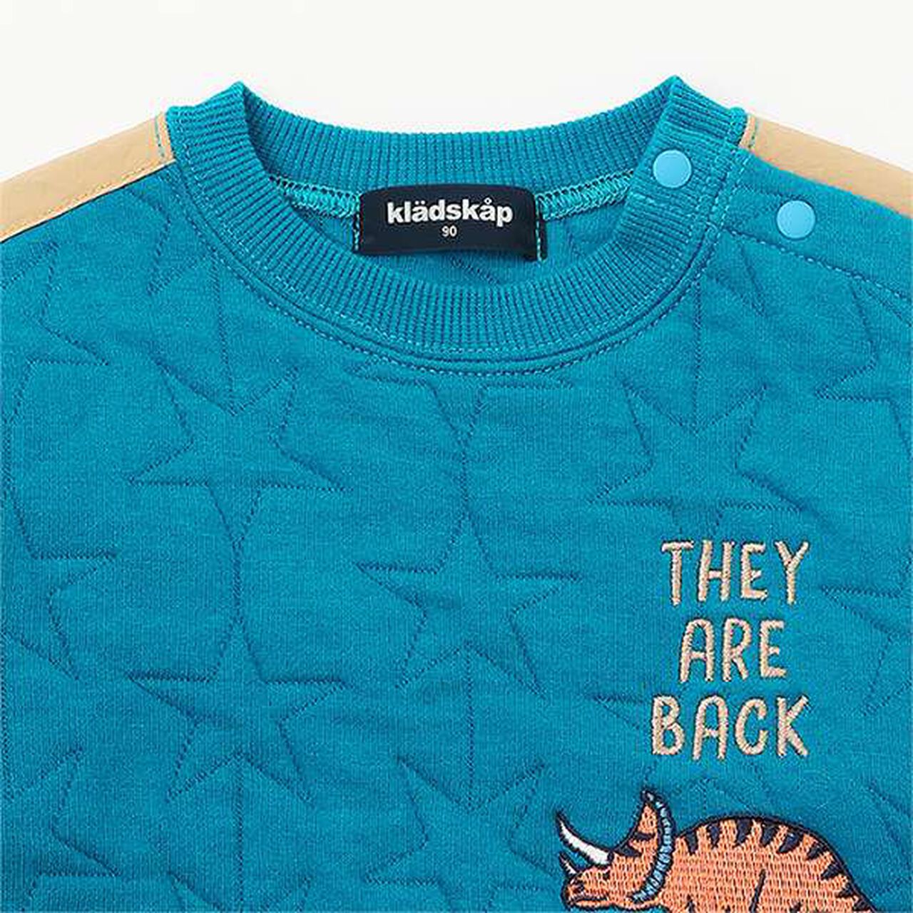 Dinosaur Embroidered Quilted Sweatshirt,Light beige, large image number 8