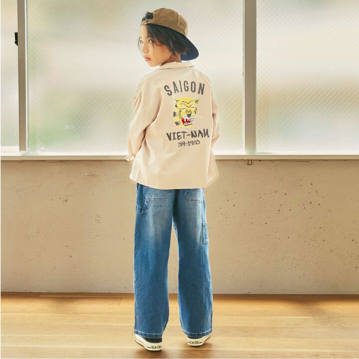 [Parent-Child Matching] Assorted Souvenir Embroidered Long-Sleeve Shirt,Charcoal gray, medium image number 3