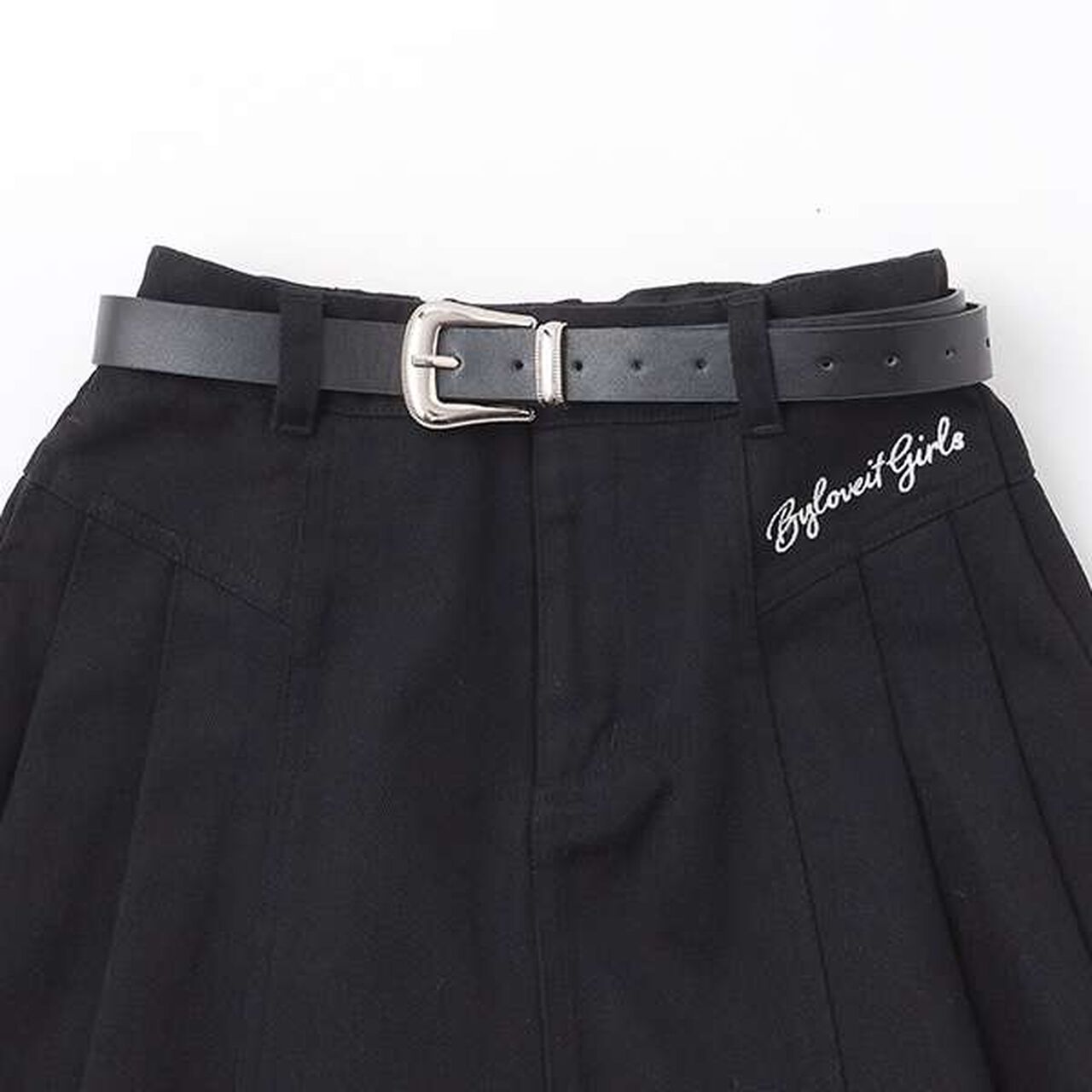 Skirt with Belt,Black, large image number 4