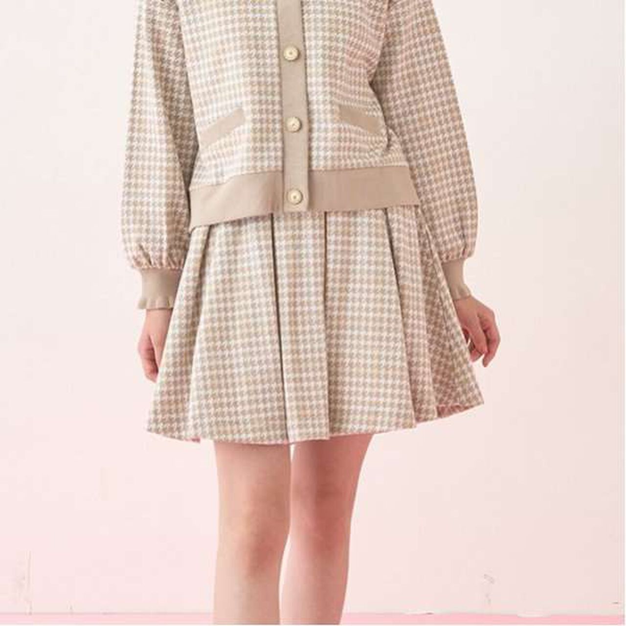 Houndstooth Jacquard Skirt Pants,Mocha tea, large image number 0