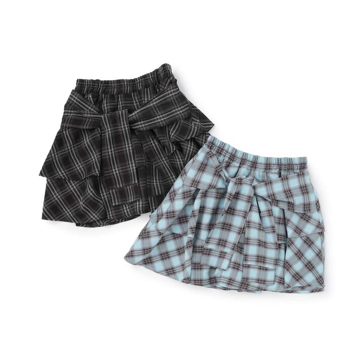 [LTXC] Checkered Wrap-Around Hem Culottes,Black, medium image number 8