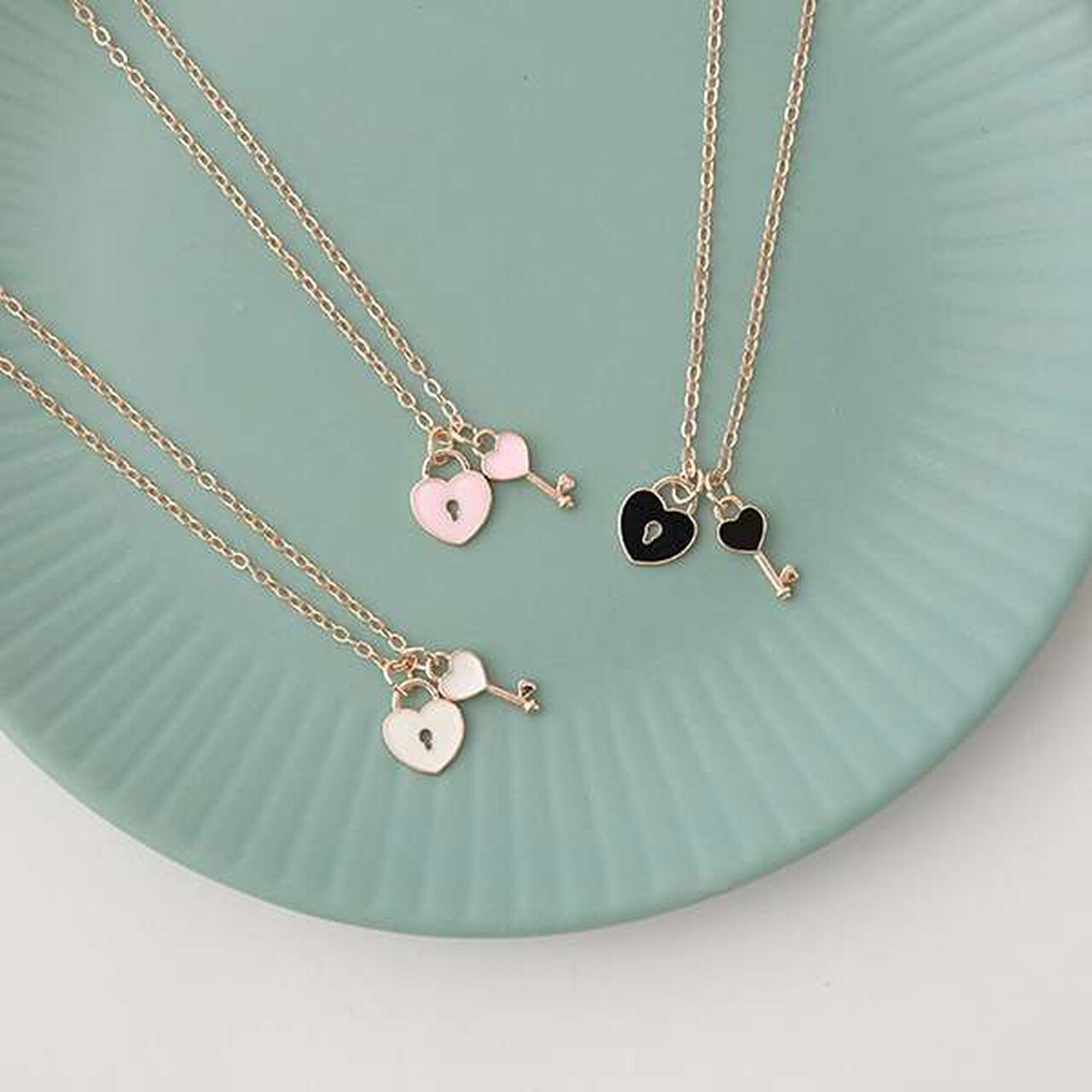 Heart Key Necklace,Pink, large image number 1