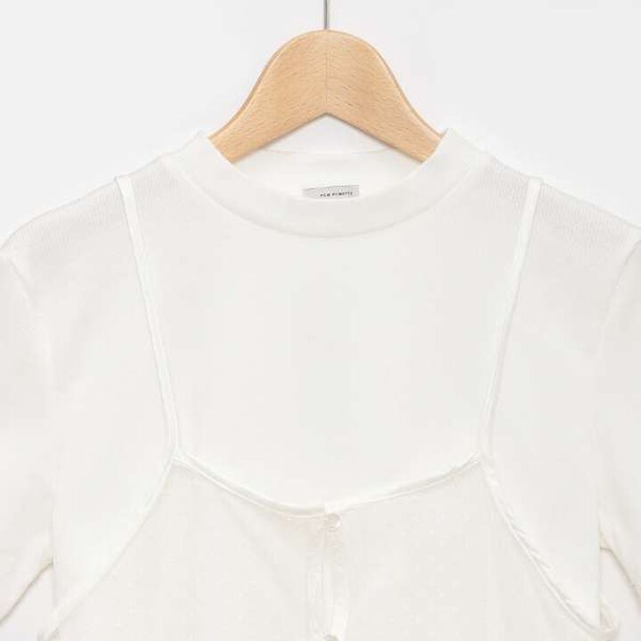 [AMI] Dot Tulle One-Piece Dress Inner Wear Set,Black, medium image number 13