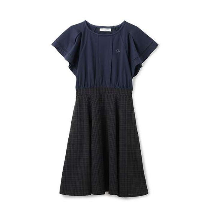 Sheer Check Docking Dress,Navy, medium image number 0