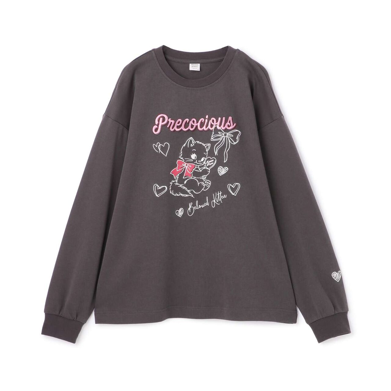 Kitten & Ribbon Long-Sleeve T-Shirt,Charcoal gray, large image number 9