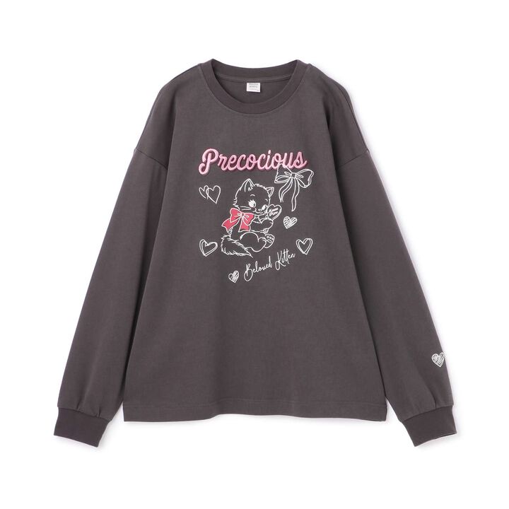 Kitten & Ribbon Long-Sleeve T-Shirt,Charcoal gray, medium image number 9
