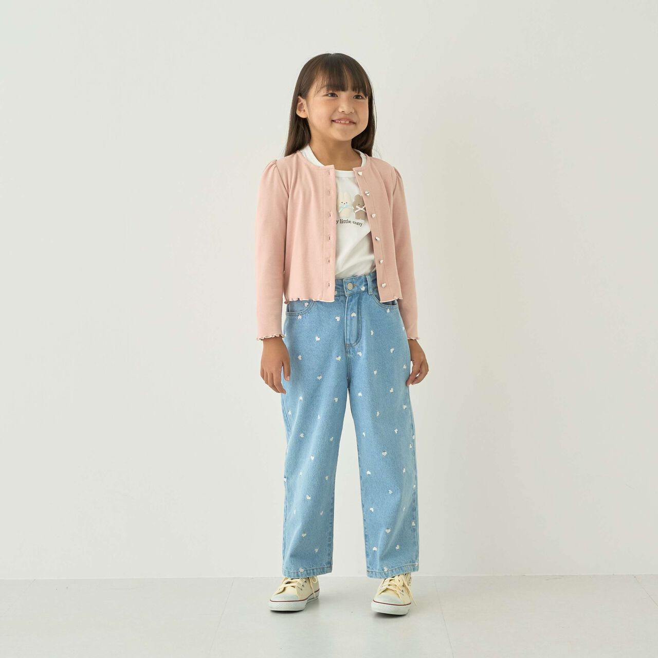 [Mini Length] Heart Button Ribbed Cardigan for Girls [Kids] [Children's Clothing],Blue gray, large image number 8