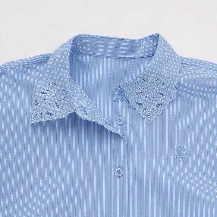 Lace Collar Bow Tie Blouse,White, medium image number 5