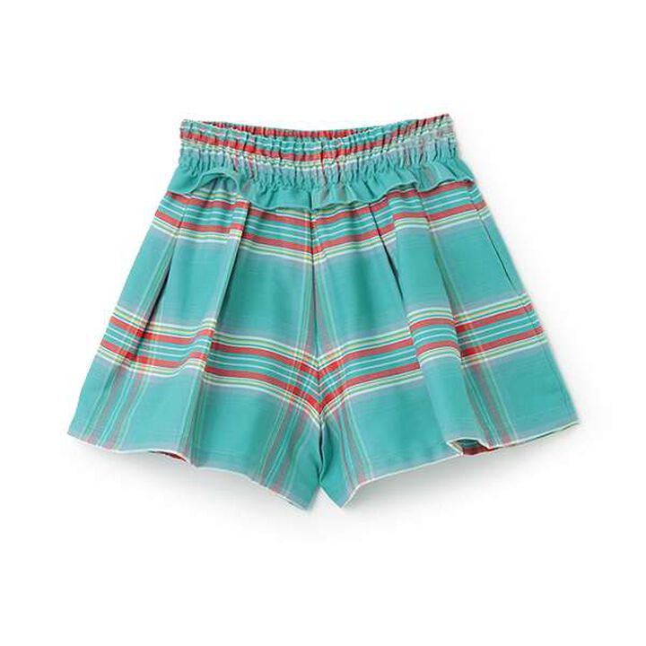 Waist Shirred Check Culottes,Black, medium image number 1