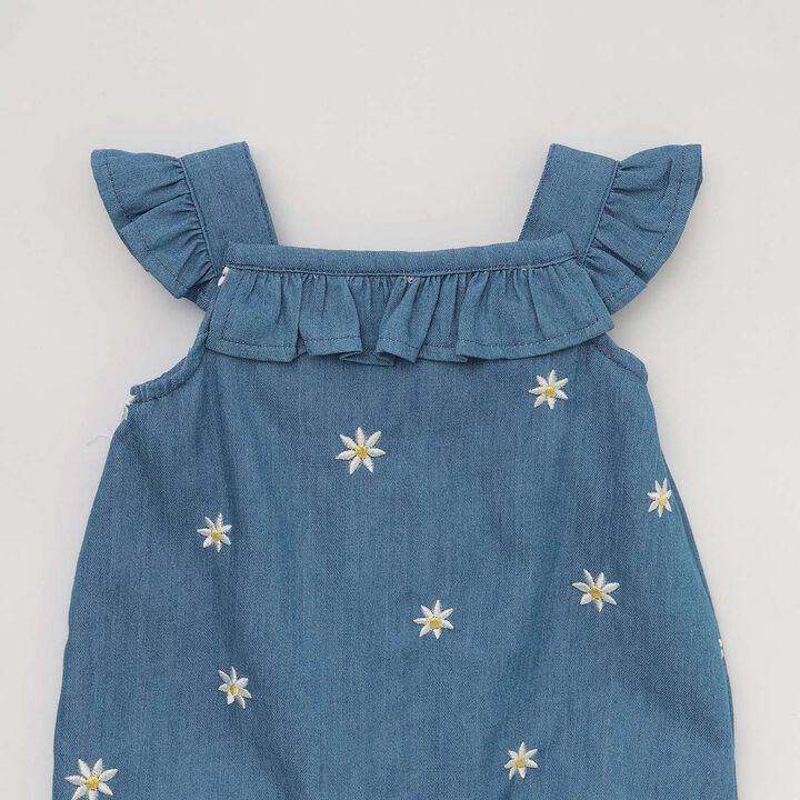 Daisy Embroidered Overalls,Ivory, medium image number 2