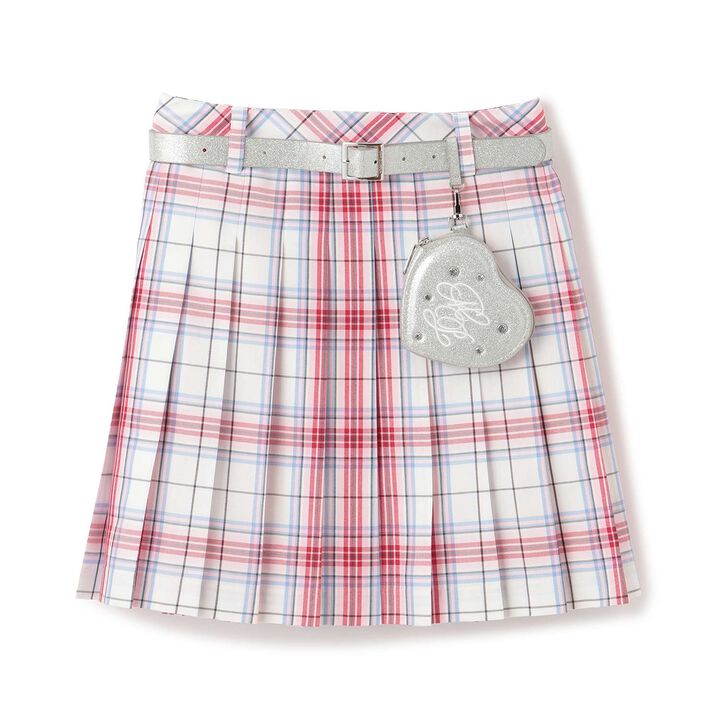 Lame Pleated Skirt with Belt,Sax blue, medium image number 18