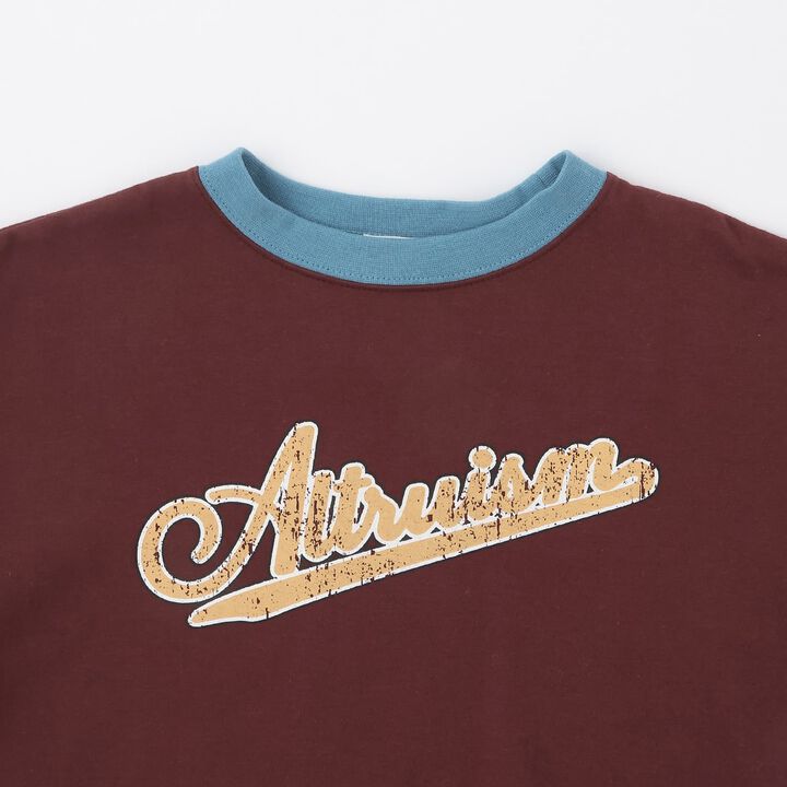 [Anti-Stain & Quick-Dry] Distressed Logo Print Ringer T-Shirt,Turquoise, medium image number 6