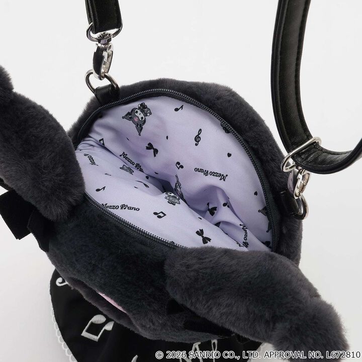 [My Melody / Kuromi] Plush Shoulder Bag,Charcoal gray, medium image number 8