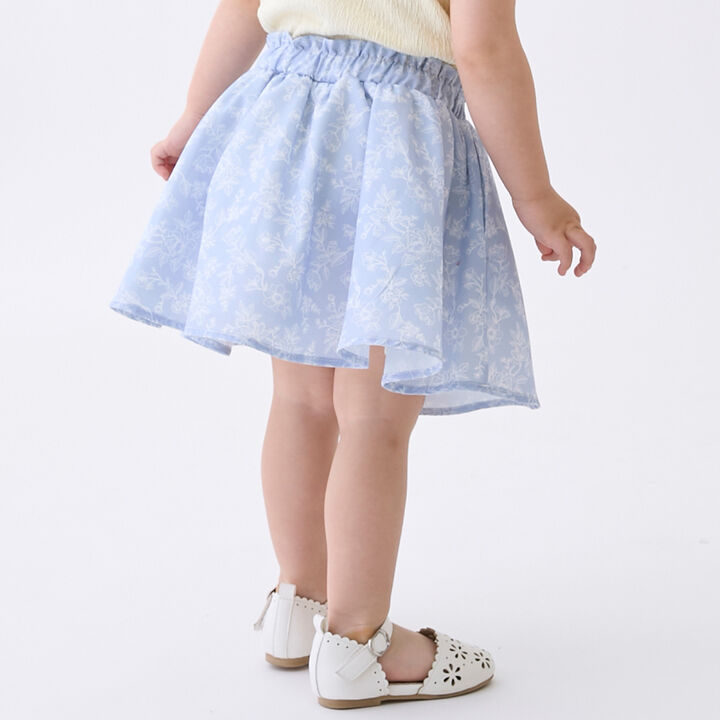 Floral Print Gathered Skirt,Navy, medium image number 2