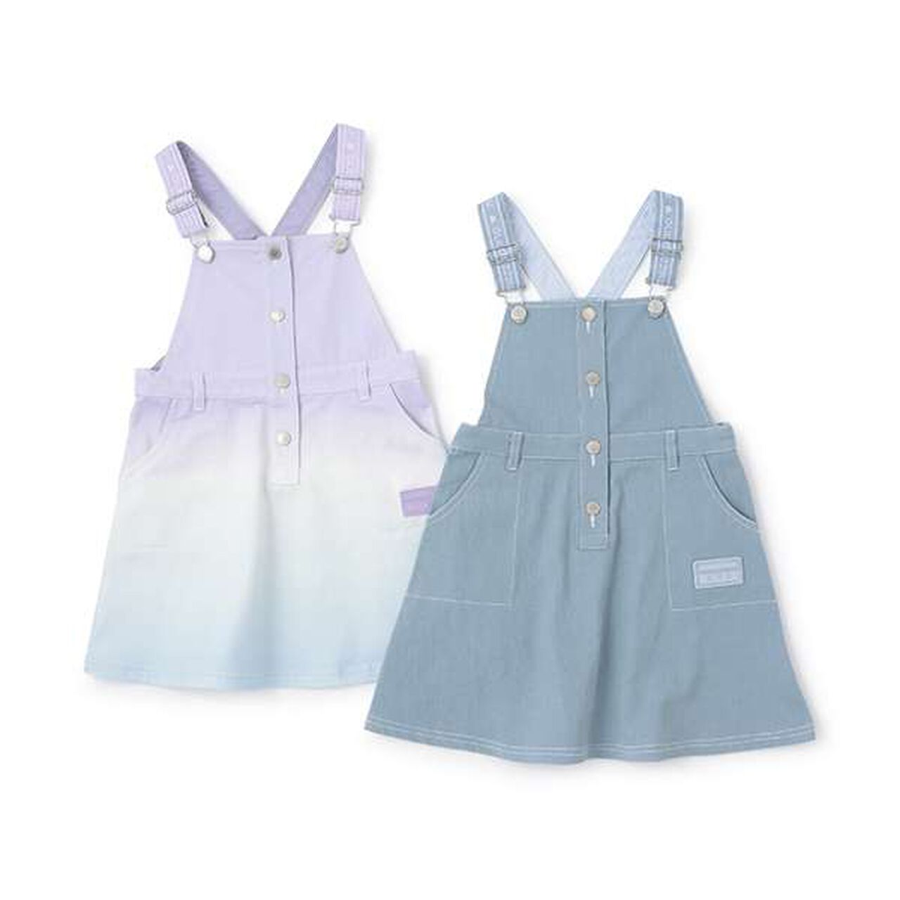 Gradient Denim Logo Tape Overall Skirt,Mint, large image number 9