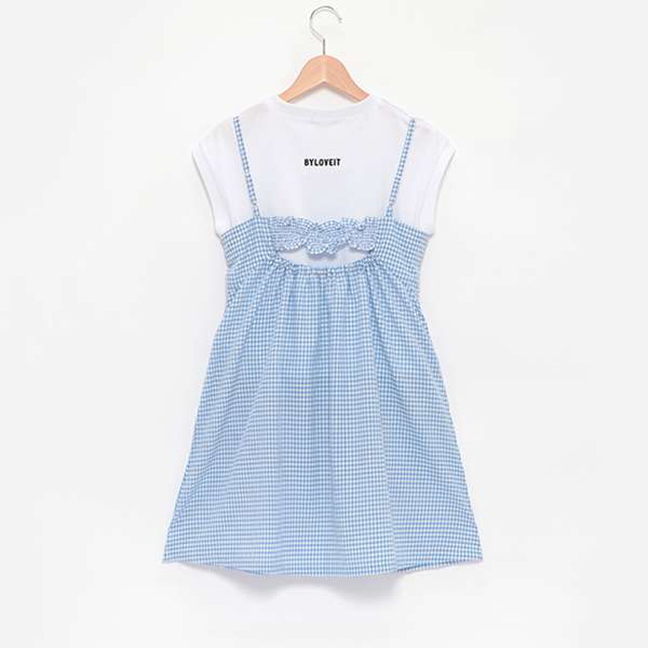 Hello Kitty Gingham Camisole One-Piece Dress Set,Blue, large image number 1