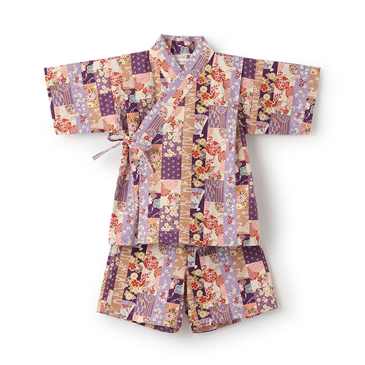 Jinbei Suit (Striped Patchwork Pattern),Purple, large image number 5