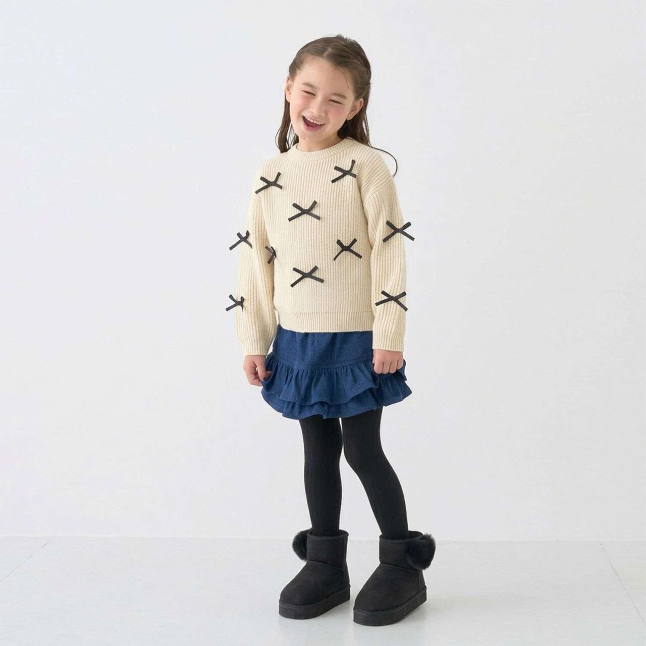 [Soft Knit] [Machine Washable] Ribbon Sweater,Ivory, large image number 1