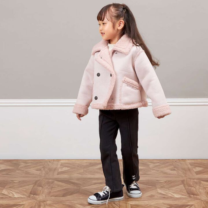 KP Lame Faux Shearling Coat [110-140],Off white, medium image number 4