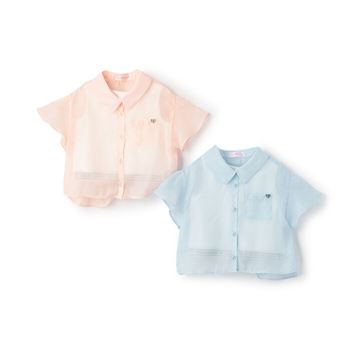 Sheer Shirt & Logo Rib Tank Top Set,Peach, medium image number 15