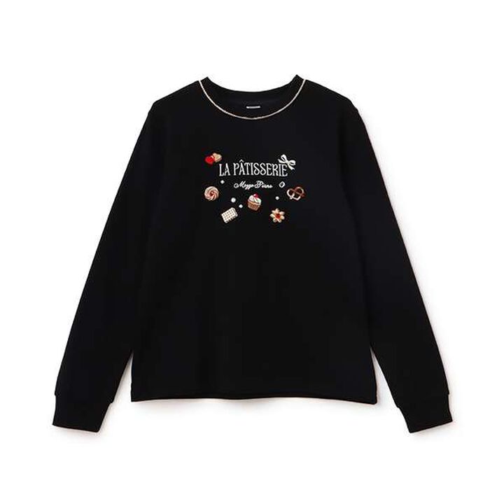 Chocolate Sweets Embroidery Long-Sleeve Shirt,Lavender, medium image number 9