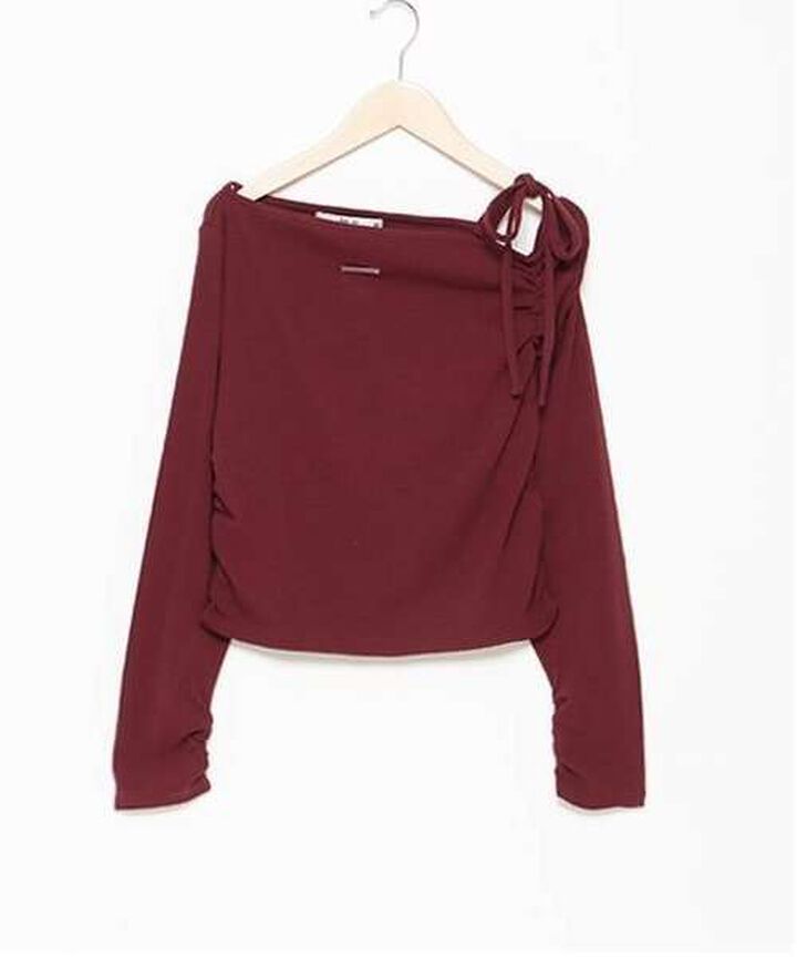 One-Shoulder Ribbon Tereko,Black, medium image number 3