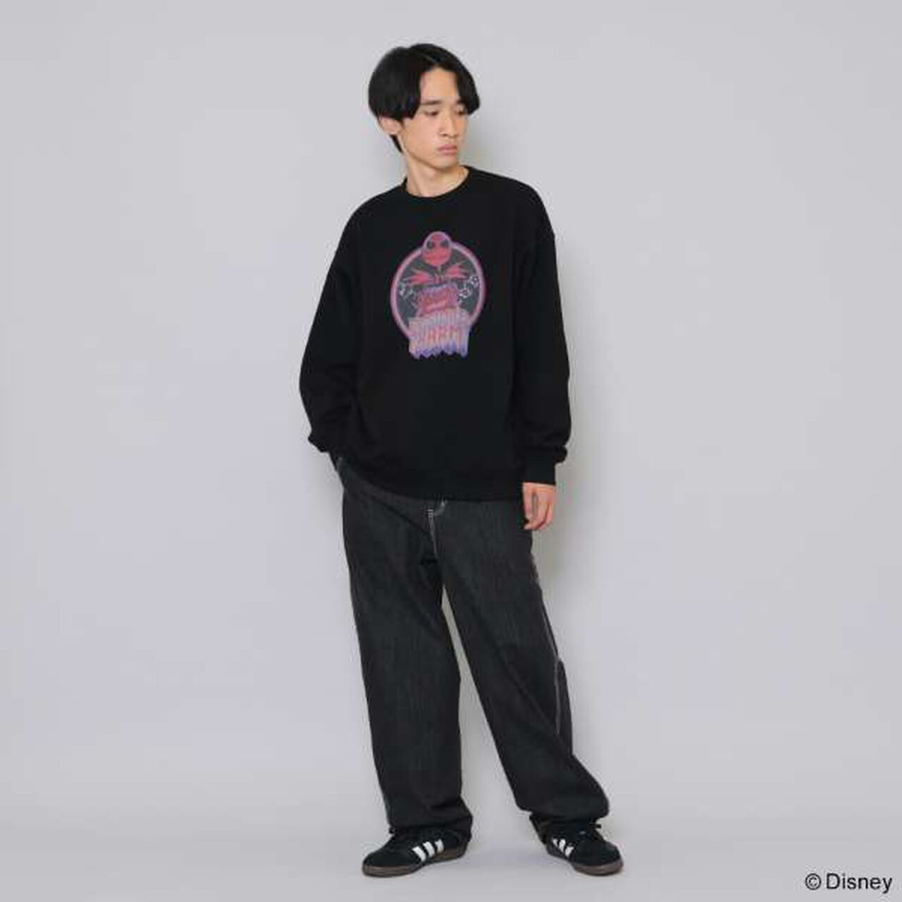 [Adult Size Available] The Nightmare Before Christmas Jack/Distressed Print Sweatshirt,Top gray, large image number 1