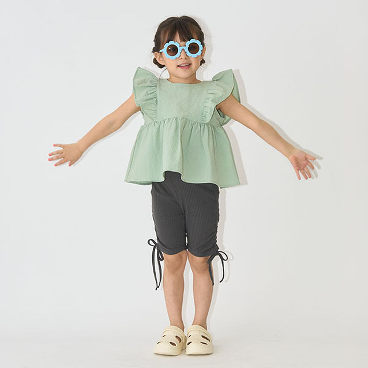 5-Length Shirred Leggings,Moderate pink, large image number 13