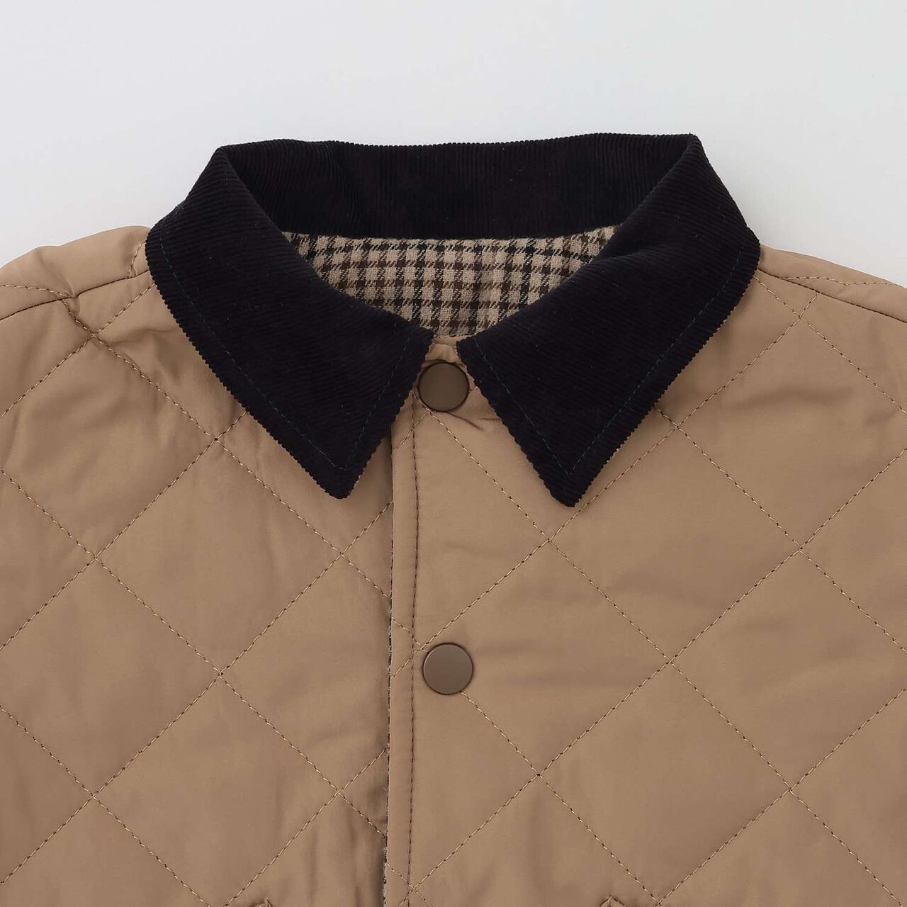 [Reversible] Check Quilted Jacket,Brown, large image number 8