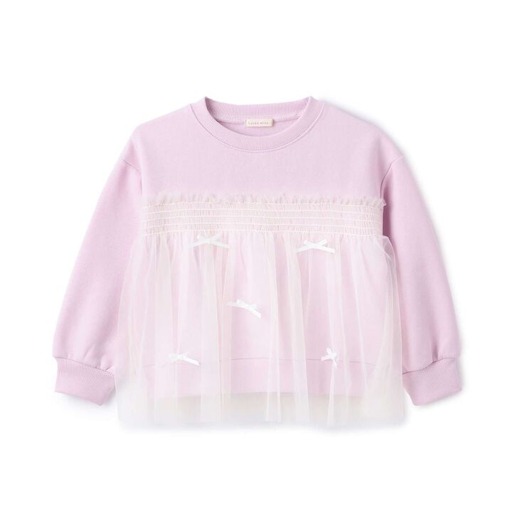 [Lycee Mine Ballet Series] Wool Lined Sweatshirt with Tulle and Ribbon,Ivory, medium image number 2
